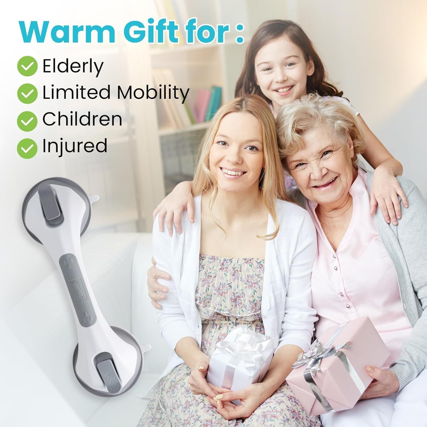 2-Pack Suction Safety Grab Bars for Bathroom – No Drilling Required