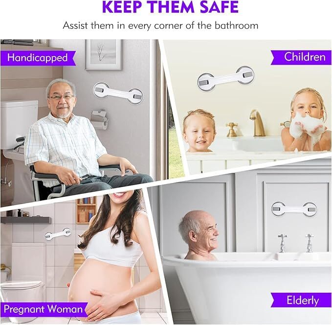 2-Pack Suction Safety Grab Bars for Bathroom – No Drilling Required