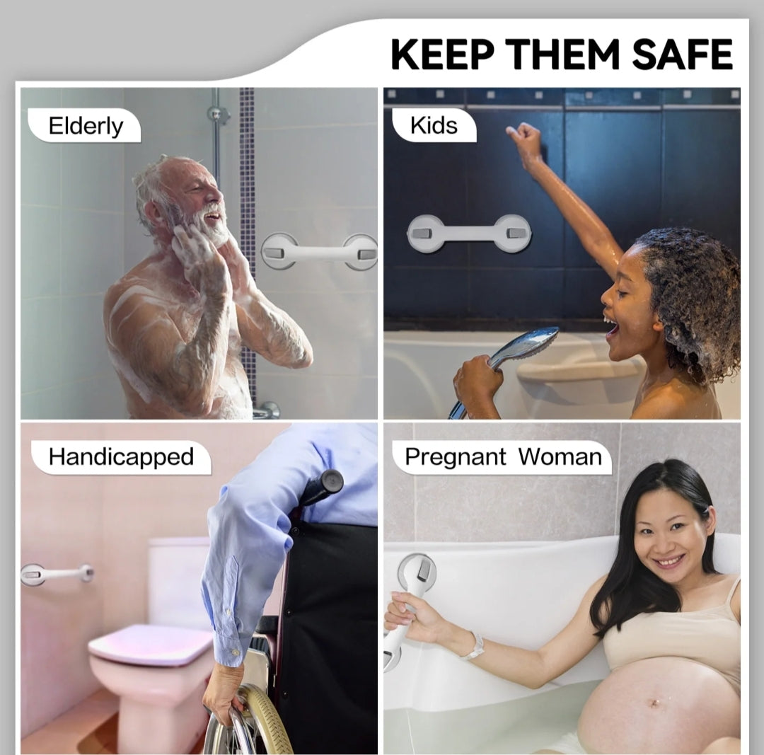 2-Pack Suction Safety Grab Bars for Bathroom – No Drilling Required