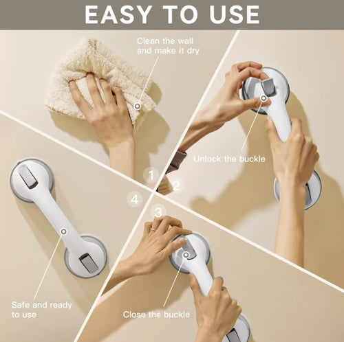 2-Pack Suction Safety Grab Bars for Bathroom – No Drilling Required