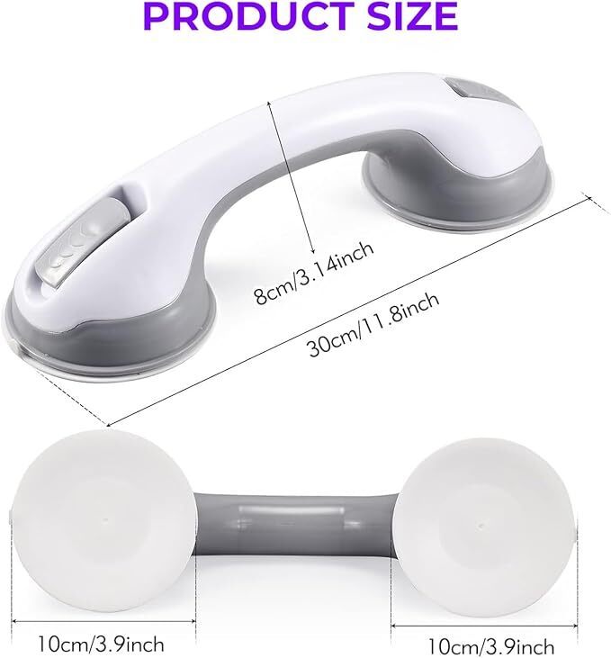 2-Pack Suction Safety Grab Bars for Bathroom – No Drilling Required